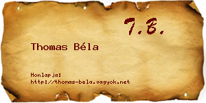 Thomas Béla névjegykártya